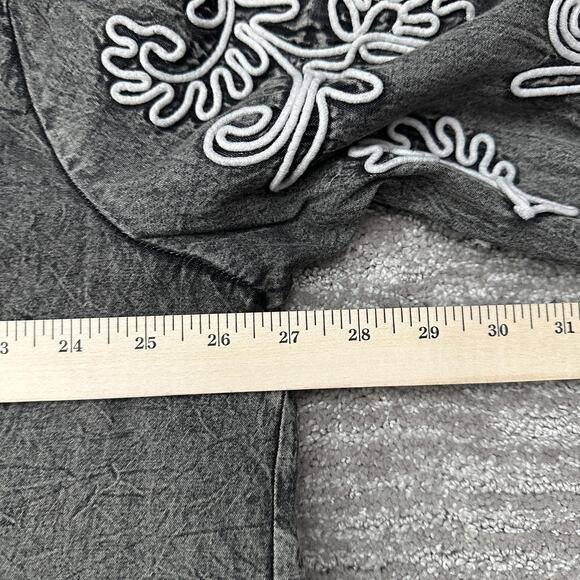 Soft Surroundings Jacket Womens 3X Gray Embroidered Boho Cotton Soutache Kimono - Picture 12 of 13